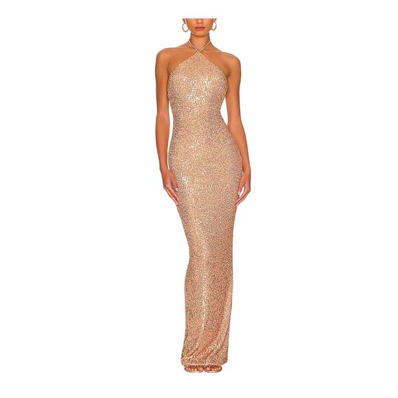 Nookie �Treasure� Camel Gold Polyester Gown Size S - Picture 1 of 5